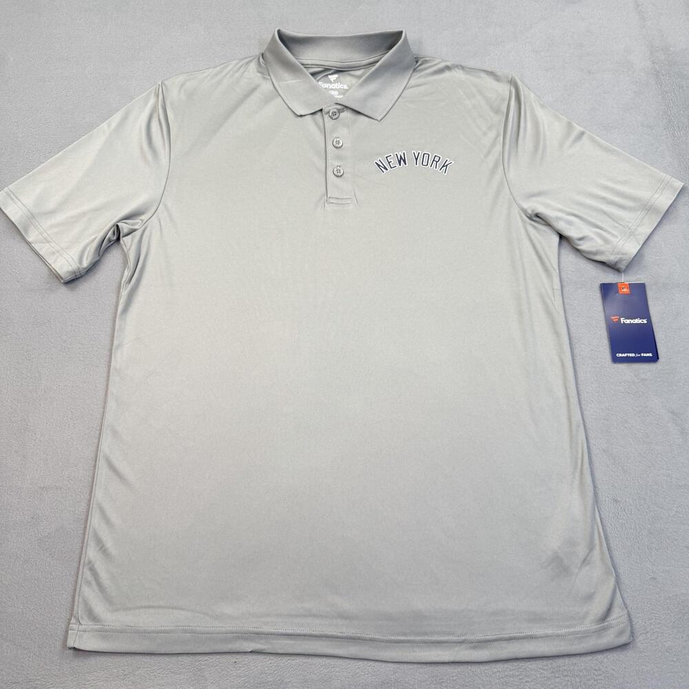 New York Yankees Shirt Mens Large Gray MLB Baseball Fanatics Golf Polo